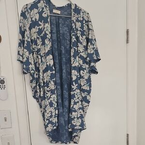 Floral Blue and White Swim Coverup